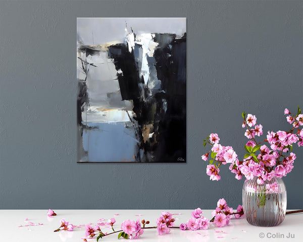 Extra Large Paintings for Bedroom, Black Contemporary Wall Art, Abstract Wall Paintings, Hand Painted Canvas Art, Original Modern Painting-HomePaintingDecor