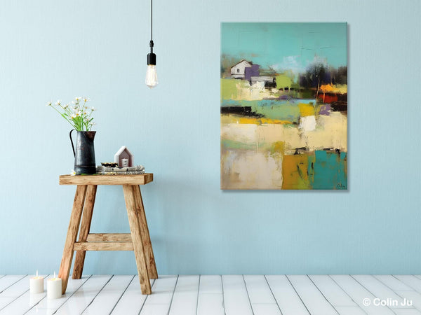 Landscape Canvas Paintings for Dining Room, Extra Large Modern Wall Art, Acrylic Painting on Canvas, Original Landscape Abstract Painting-HomePaintingDecor