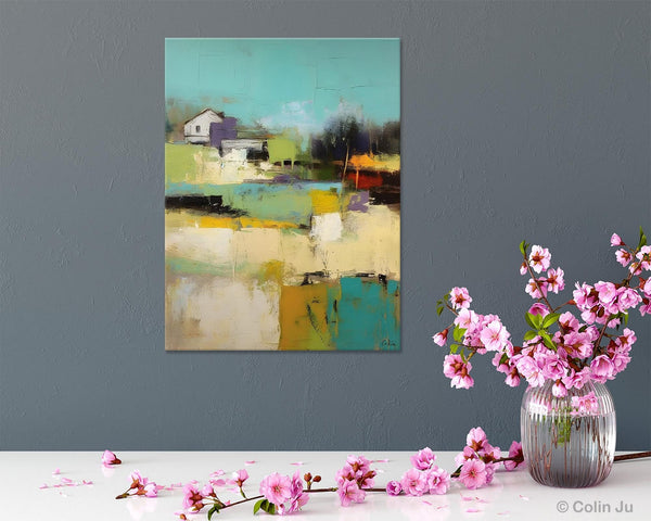 Landscape Canvas Paintings for Dining Room, Extra Large Modern Wall Art, Acrylic Painting on Canvas, Original Landscape Abstract Painting-HomePaintingDecor