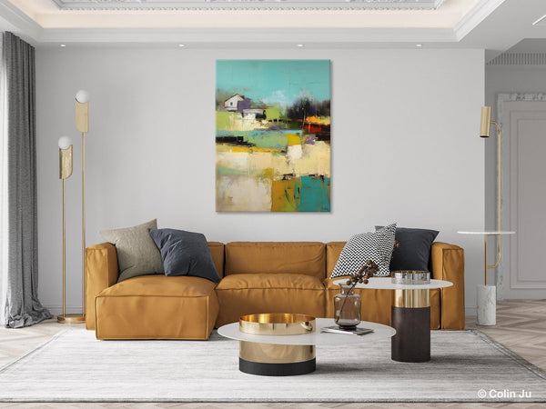 Landscape Canvas Paintings for Dining Room, Extra Large Modern Wall Art, Acrylic Painting on Canvas, Original Landscape Abstract Painting-HomePaintingDecor