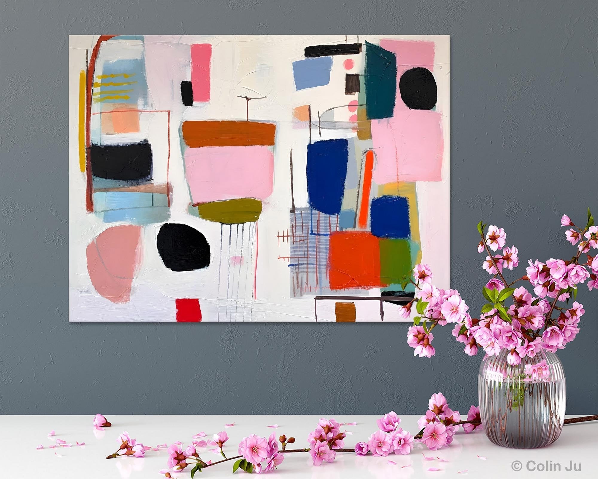 Contemporary Acrylic Painting on Canvas, Original Canvas Art, Large Wall Art Painting for Bedroom, Oversized Modern Abstract Wall Paintings-HomePaintingDecor