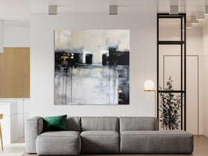 Contemporary Canvas Art, Black Acrylic Artwork, Original Abstract Wall Art, Hand Painted Canvas Art, Extra Large Abstract Painting for Sale-HomePaintingDecor