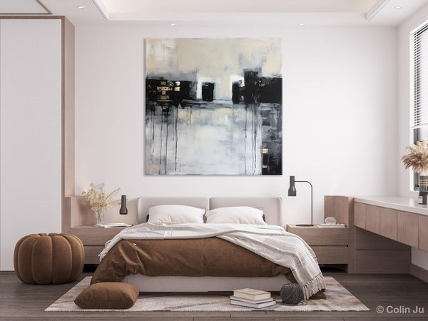 Contemporary Canvas Art, Black Acrylic Artwork, Original Abstract Wall Art, Hand Painted Canvas Art, Extra Large Abstract Painting for Sale-HomePaintingDecor