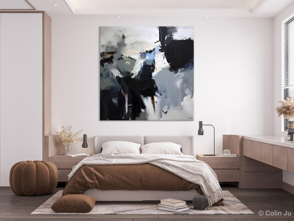Extra Large Abstract Paintings for Dining Room, Black Modern Art Paintings, Original Modern Acrylic Artwork, Abstract Wall Art for Bedroom-HomePaintingDecor