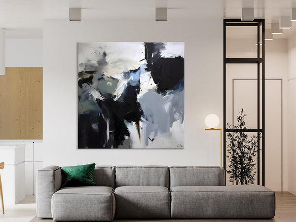 Extra Large Abstract Paintings for Dining Room, Black Modern Art Paintings, Original Modern Acrylic Artwork, Abstract Wall Art for Bedroom-HomePaintingDecor