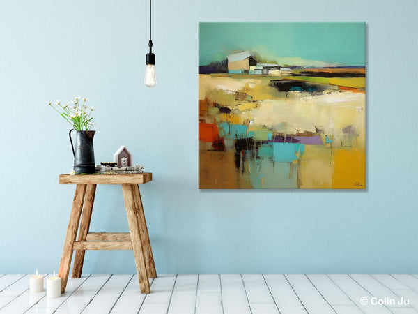 Large Landscape Canvas Paintings, Hand Painted Canvas Art, Landscape Acrylic Art, Original Abstract Art, Landscape Paintings for Living Room-HomePaintingDecor