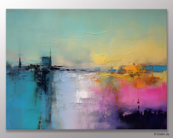 Hand Painted Original Canvas Wall Art, Abstract Landscape Paintings for Bedroom, Modern Landscape Artwork, Contemporary Acrylic Paintings-HomePaintingDecor