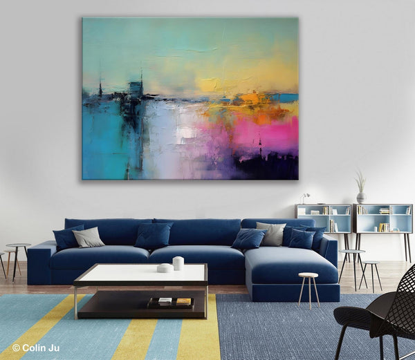 Hand Painted Original Canvas Wall Art, Abstract Landscape Paintings for Bedroom, Modern Landscape Artwork, Contemporary Acrylic Paintings-HomePaintingDecor
