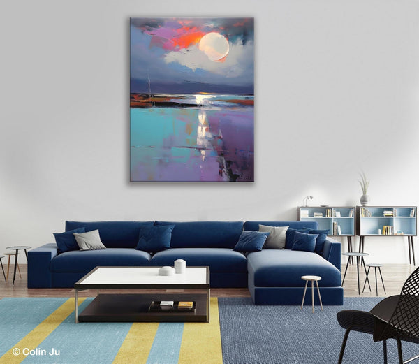 Abstract Landscape Painting for Bedroom, Oversized Canvas Wall Art Paintings, Original Modern Artwork, Contemporary Acrylic Art on Canvas-HomePaintingDecor