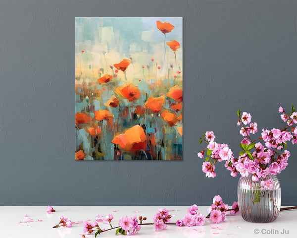 Flower Canvas Paintings, Flower Field Painting, Large Original Landscape Painting for Bedroom, Acrylic Paintings on Canvas, Hand Painted Art-HomePaintingDecor