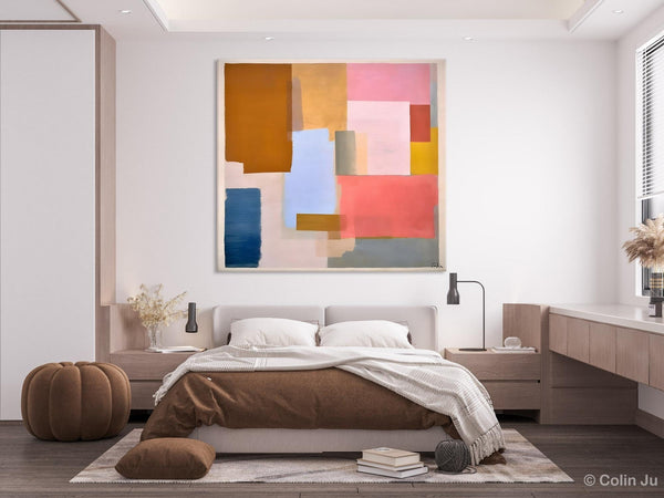 Original Abstract Art, Canvas Paintings for Sale, Large Modern Wall Art for Bedroom, Geometric Modern Acrylic Art, Contemporary Canvas Art-HomePaintingDecor