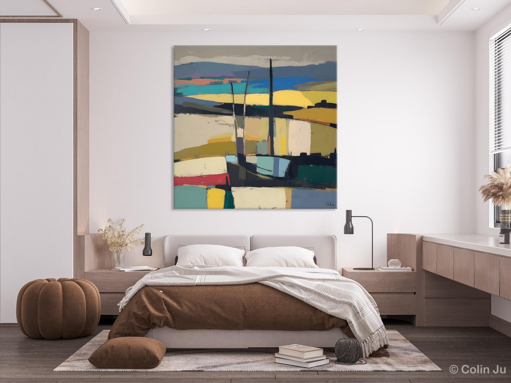 Landscape Canvas Art, Original Abstract Art, Hand Painted Canvas Art, Abstract Landscape Painting, Large Abstract Painting for Living Room-HomePaintingDecor