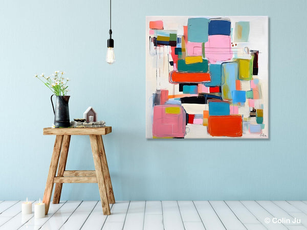 Original Abstract Wall Art, Geometric Modern Acrylic Art, Large Abstract Art for Bedroom, Modern Canvas Paintings, Contemporary Canvas Art-HomePaintingDecor