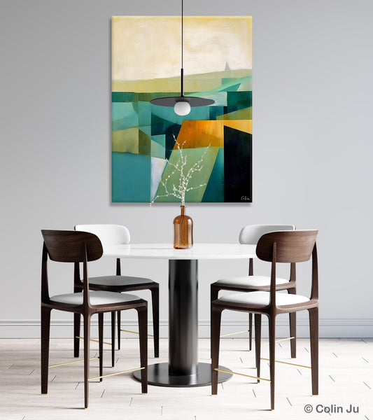 Landscape Canvas Paintings for Bedroom, Large Geometric Abstract Painting, Acrylic Painting on Canvas, Original Landscape Abstract Painting-HomePaintingDecor