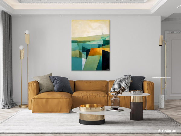 Landscape Canvas Paintings for Bedroom, Large Geometric Abstract Painting, Acrylic Painting on Canvas, Original Landscape Abstract Painting-HomePaintingDecor