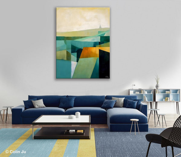 Landscape Canvas Paintings for Bedroom, Large Geometric Abstract Painting, Acrylic Painting on Canvas, Original Landscape Abstract Painting-HomePaintingDecor