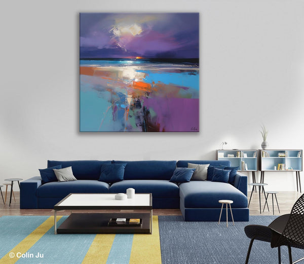 Original Abstract Art, Hand Painted Canvas Art, Landscape Canvas Art, Sunrise Landscape Acrylic Art, Large Abstract Painting for Living Room-HomePaintingDecor