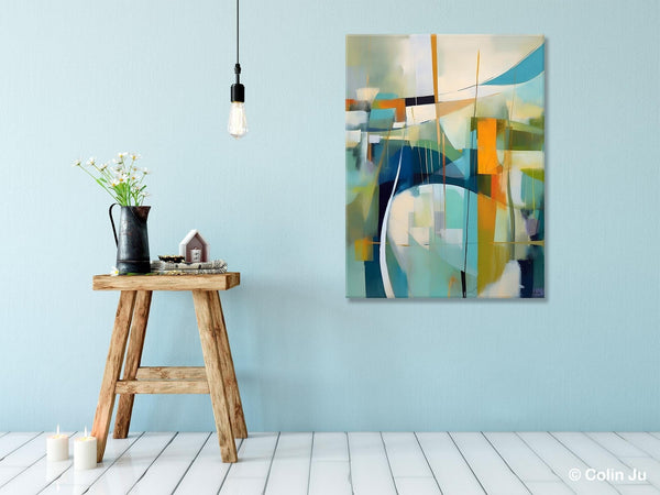 Large Geometric Abstract Painting, Acrylic Painting on Canvas, Landscape Canvas Paintings for Bedroom, Original Landscape Abstract Painting-HomePaintingDecor