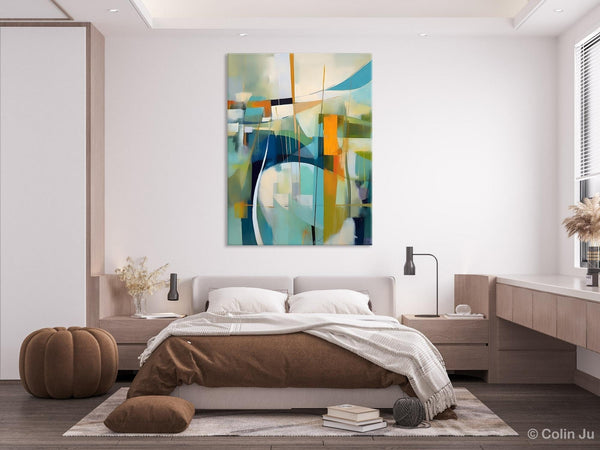 Large Geometric Abstract Painting, Acrylic Painting on Canvas, Landscape Canvas Paintings for Bedroom, Original Landscape Abstract Painting-HomePaintingDecor