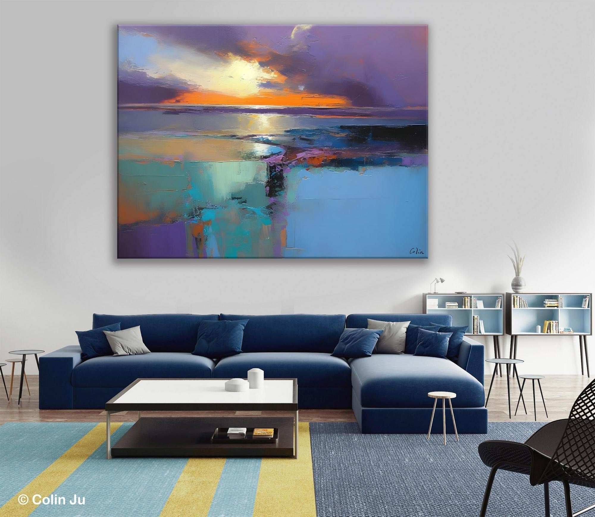 Landscape Canvas Paintings for Living Room, Original Landscape Paintings, Extra Large Modern Wall Art Paintings, Acrylic Painting on Canvas-HomePaintingDecor