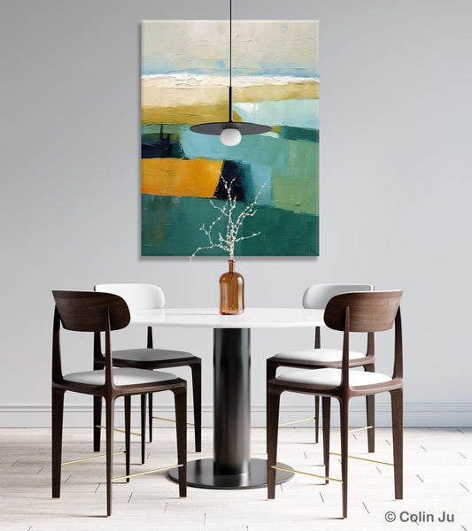 Large Geometric Abstract Painting, Landscape Canvas Paintings for Bedroom, Acrylic Painting on Canvas, Original Landscape Abstract Painting-HomePaintingDecor