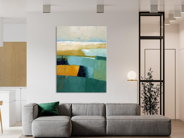 Large Geometric Abstract Painting, Landscape Canvas Paintings for Bedroom, Acrylic Painting on Canvas, Original Landscape Abstract Painting-HomePaintingDecor