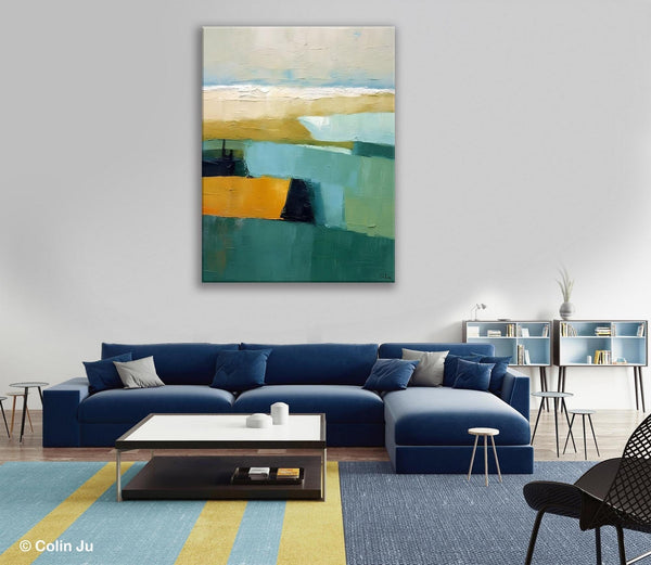 Large Geometric Abstract Painting, Landscape Canvas Paintings for Bedroom, Acrylic Painting on Canvas, Original Landscape Abstract Painting-HomePaintingDecor
