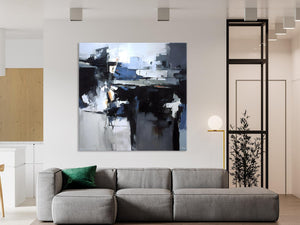 Original Modern Wall Art on Canvas, Black Contemporary Canvas Art, Modern Acrylic Artwork for Sale, Large Abstract Painting for Bedroom-HomePaintingDecor