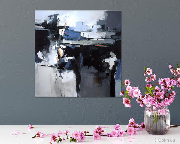 Original Modern Wall Art on Canvas, Black Contemporary Canvas Art, Modern Acrylic Artwork for Sale, Large Abstract Painting for Bedroom-HomePaintingDecor