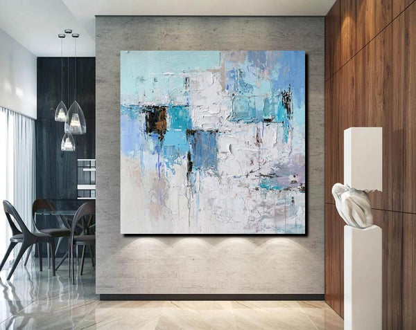 Simple Modern Paintings, Bedroom Abstract Paintings, Blue Abstract Contemporary Art, Acrylic Painting on Canvas, Hand Painted Canvas Art-HomePaintingDecor