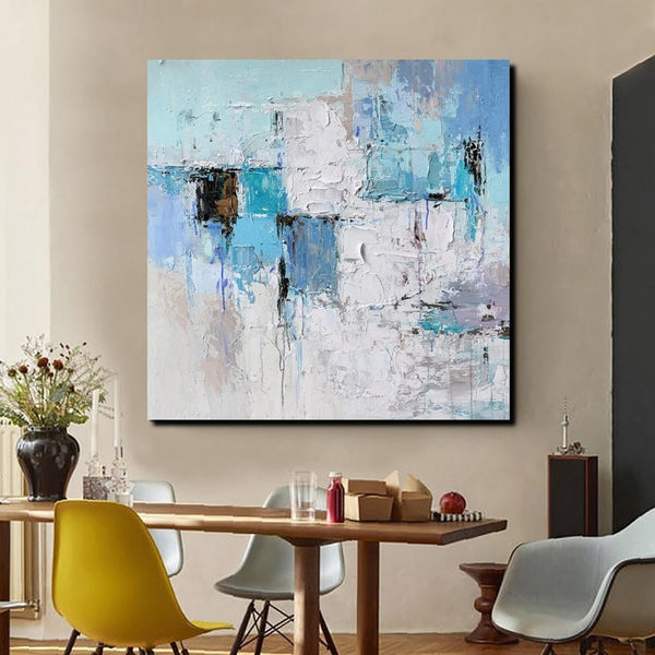 Simple Modern Paintings, Bedroom Abstract Paintings, Blue Abstract Contemporary Art, Acrylic Painting on Canvas, Hand Painted Canvas Art-HomePaintingDecor