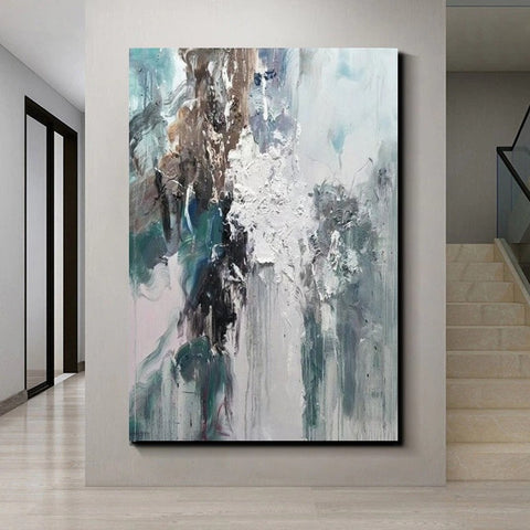 Living Room Abstract Paintings, Large Acrylic Canvas Paintings, Large Wall Art Ideas, Impasto Painting, Blue Modern Abstract Painting-HomePaintingDecor