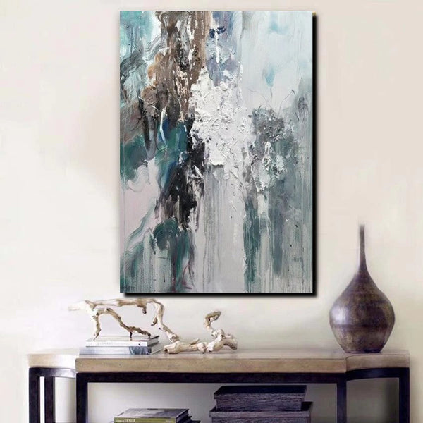 Living Room Abstract Paintings, Large Acrylic Canvas Paintings, Large Wall Art Ideas, Impasto Painting, Blue Modern Abstract Painting-HomePaintingDecor