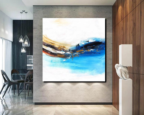 Simple Abstract Paintings, Bedroom Modern Paintings, Modern Contemporary Art, Acrylic Painting on Canvas, Blue Canvas Painting-HomePaintingDecor