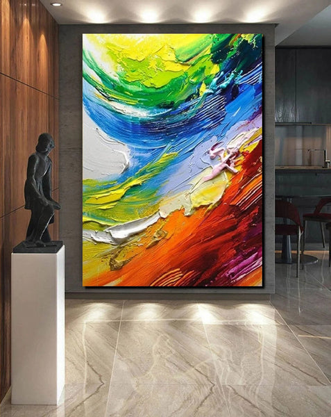 Contemporary Modern Art, Living Room Wall Art Ideas, Impasto Paintings, Buy Large Paintings Online, Palette Knife Paintings-HomePaintingDecor