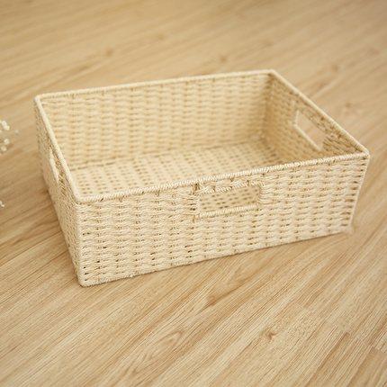 Woven Straw basket, Storage Basket, Rectangle Basket, Picnic Basket-HomePaintingDecor