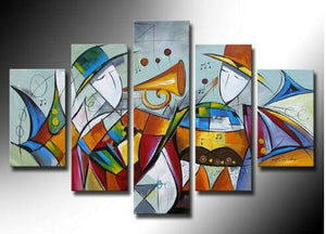 Extra Large Wall Art Paintings, 5 Piece Abstract Painting, Simple Canvas Painting, Music Paintings, Modern Acrylic Paintings-HomePaintingDecor