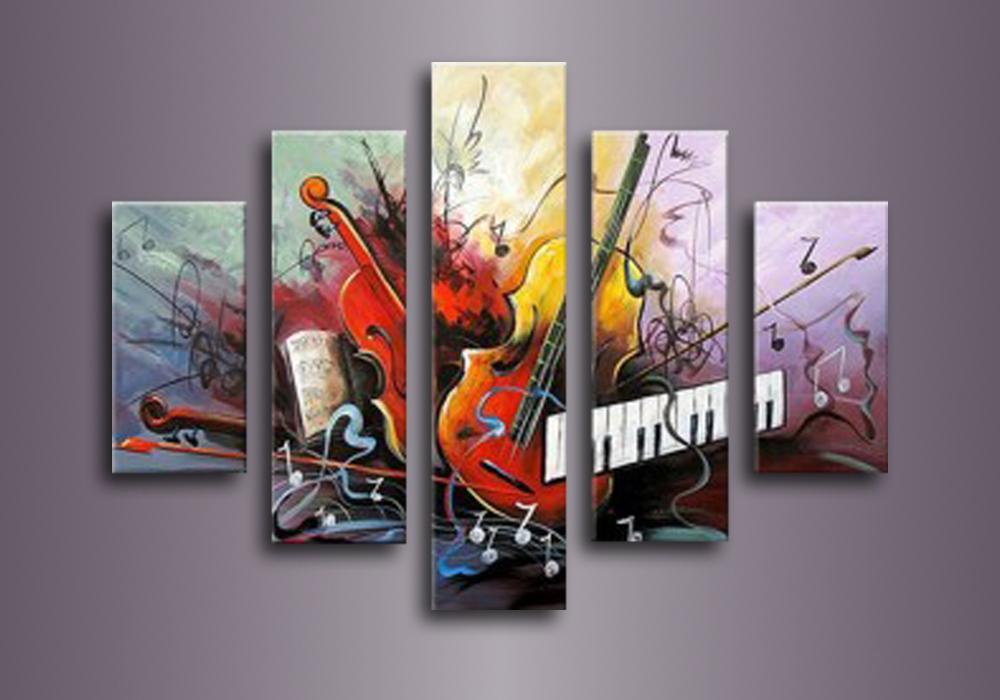 Guitar Painting, Violin Painting, Electronic Organ Painting, 5 Piece Modern Wall Art, Extra Large Art-HomePaintingDecor