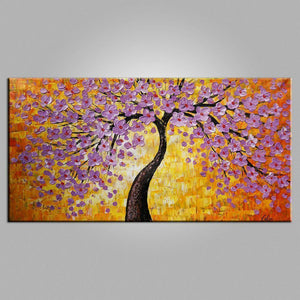 Texture Wall Art, Contemporary Art, Tree Painting, Acrylic Paintings, Flower Painting, Bedroom Wall Art, Heavy Texture Painting-HomePaintingDecor