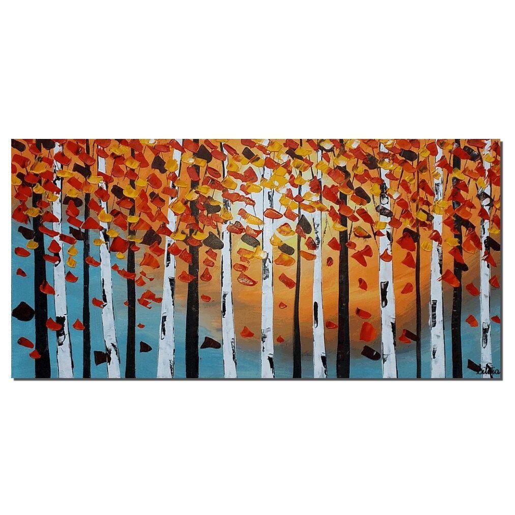Art Painting, Contemporary Art, Birch Tree Painting, Modern Artwork, Abstract Art Painting, Painting for Sale-HomePaintingDecor