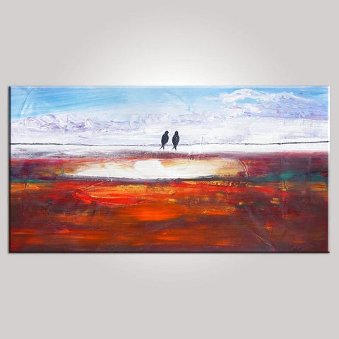 Love Birds Painting, Painting for Sale, Abstract Wall Art, Modern Art, Contemporary Painting, Abstract Painting, Bedroom Wall Art, Wedding Gift-HomePaintingDecor