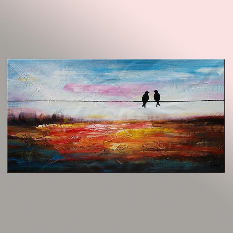 Contemporary Abstract Artwork, Wall Art, Modern Art, Love Birds Painting, Painting for Sale, Abstract Art Painting-HomePaintingDecor