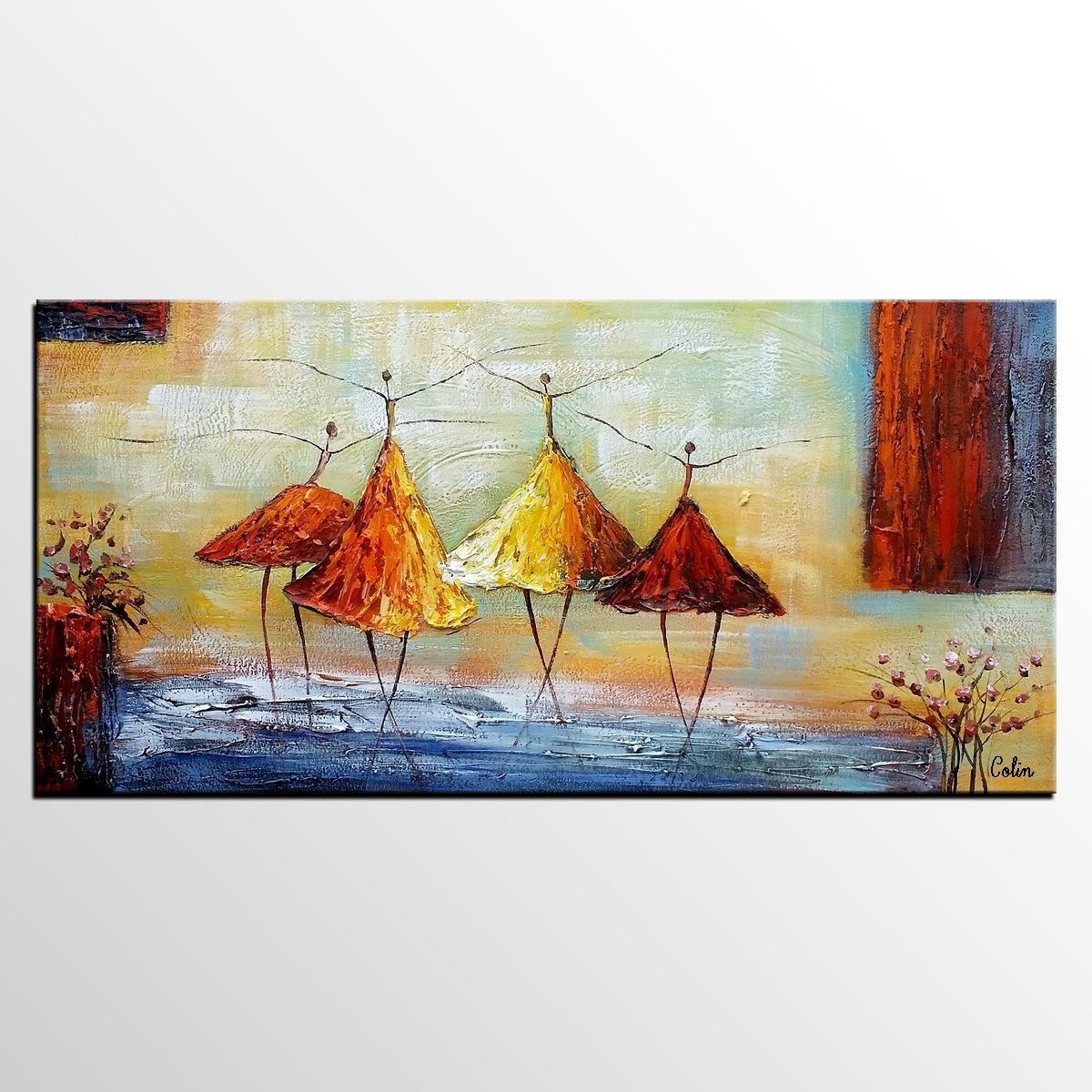 Heavy Texture Wall Art, Paintings for Sale, Ballet Dancer Art, Bedroom Wall Art, Hand Painted Canvas Art, Contemporary Art-HomePaintingDecor