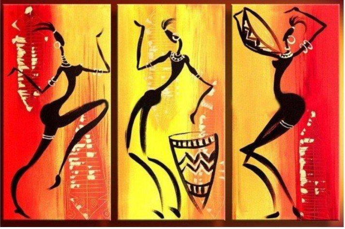 Bedroom Wall Art Paintings, African Woman Dancing Painting, African Girl Painting, Extra Large Painting on Canvas, Buy Paintings Online-HomePaintingDecor
