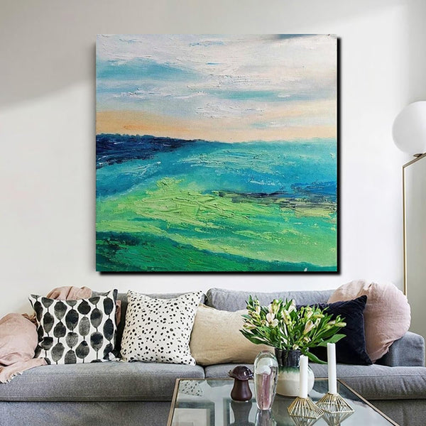 Landscape Acrylic Paintings, Abstract Landscape Painting, Modern Paintings for Living Room, Heavy Texture Painting, Large Painting Behind Sofa-HomePaintingDecor