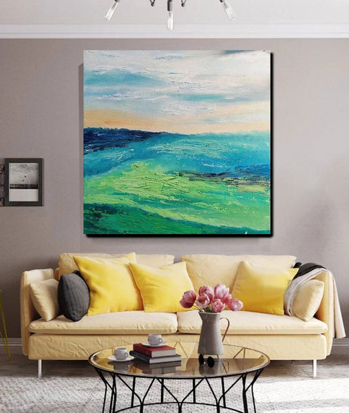 Landscape Acrylic Paintings, Abstract Landscape Painting, Modern Paintings for Living Room, Heavy Texture Painting, Large Painting Behind Sofa-HomePaintingDecor