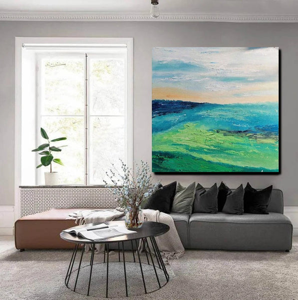 Landscape Acrylic Paintings, Abstract Landscape Painting, Modern Paintings for Living Room, Heavy Texture Painting, Large Painting Behind Sofa-HomePaintingDecor