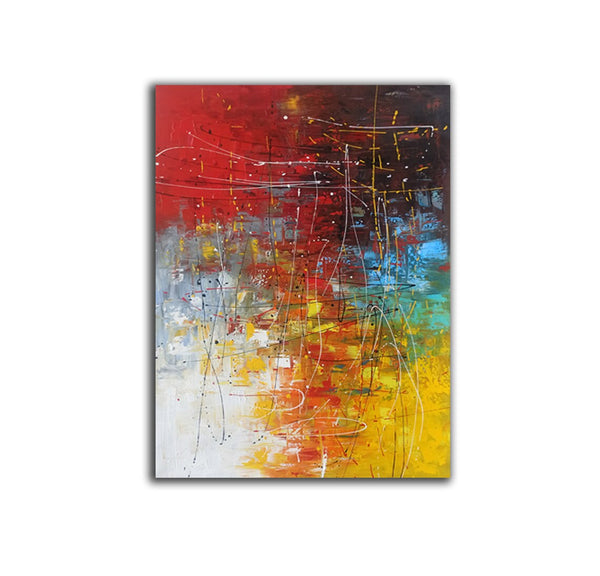 Contemporary Canvas Artwork, Large Modern Acrylic Painting, Red Abstract Wall Art Paintings, Modern Art for Dining Room, Hand Painted Wall Art Painting-HomePaintingDecor