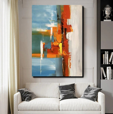 Abstract Paintings Behind Sofa, Heavy Texture Paintings for Living Room, Contemporary Modern Art, Buy Large Paintings Online-HomePaintingDecor