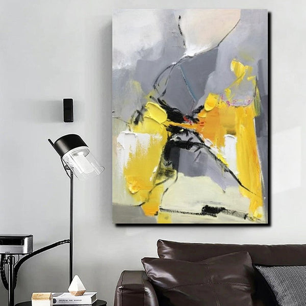 Abstract Paintings Behind Sofa, Acrylic Paintings for Bedroom, Palette Knife Canvas Art, Contemporary Canvas Wall Art, Buy Paintings Online-HomePaintingDecor